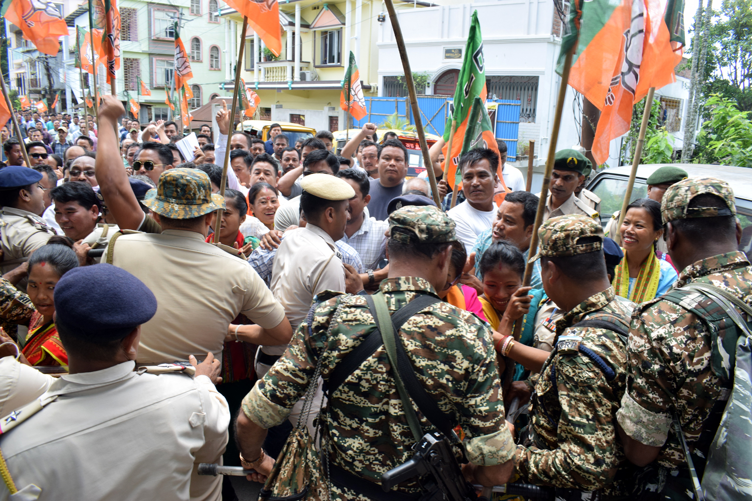 BJP protests outside Congress MLA’s residence over remarks against indigenous people, demands apology