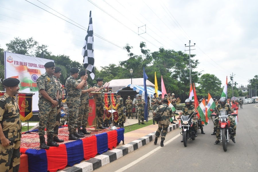 BSF holds motorcycle rally under ‘Har Ghar Tiranga’ campaign in Tripura