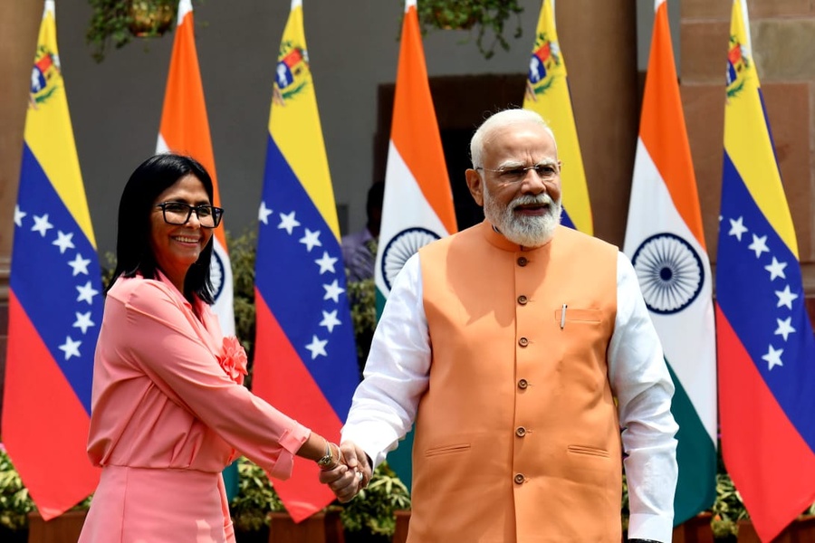 PM Modi, Venezuela's Acting President Delcy Rodriguez Hold High-Level Talks in N...