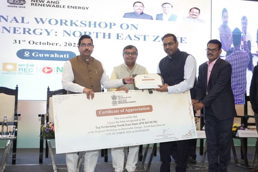Tripura tops in NE for PM-KUSUM implementation, bags national award