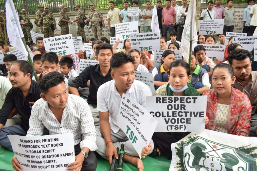 TSF Protests in Agartala Demanding Immediate Filling of SC/ST Backlog Vacancies