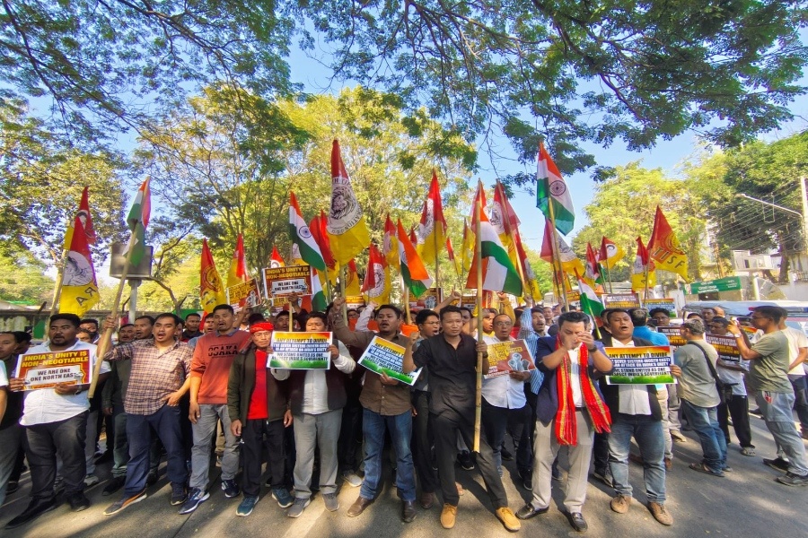 YTF Protests in Agartala Over Alleged Anti-India Remarks by Bangladeshi Leader, Terms MD Yunush as Puppet